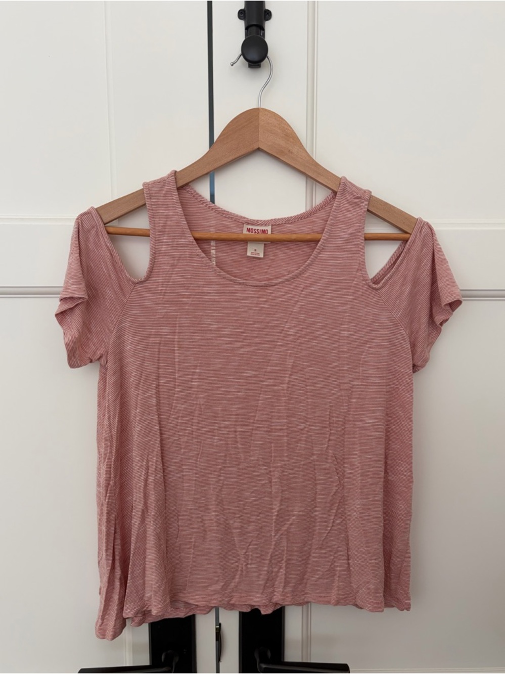 Mossimo Pink Striped Shoulder Cut-Out Top Women’s Size S